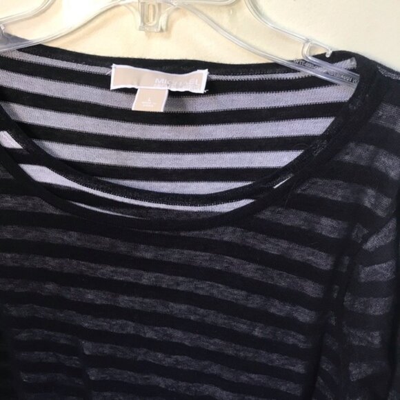 Michael Kors NEW Striped Sweater Layered Crew Soft Cotton Lightweight Preppy L - Picture 8 of 11